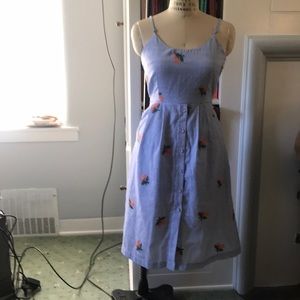 J. O. A. Striped embroidered tie back sundress. S